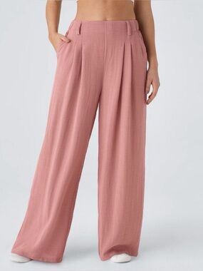 Halara Dusty Rose Wide Leg Pull-On Pants | Size Large | 28” Inseam